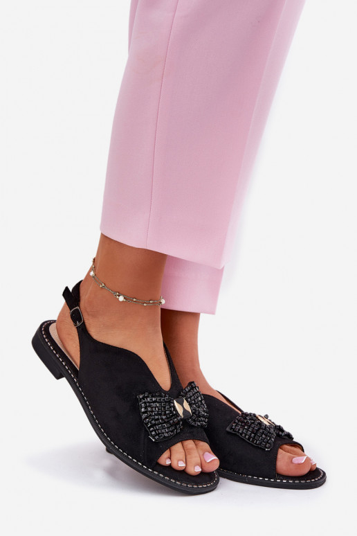 Sandalias de mujer con cintas con tacones anchos S.Barski KV51-014 de color negro Sandalias de mujer con cintas con tacones anchos S.Barski KV51-014 de color negro