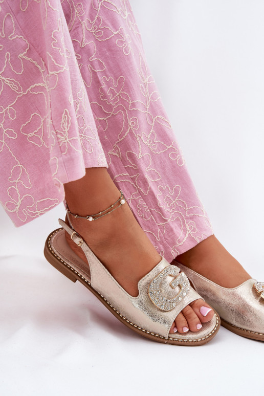 Sandalias de mujer Con decoraciones Detalem S.Barski KV51-081 color dorado Sandalias de mujer Con decoraciones Detalem S.Barski KV51-081 color dorado