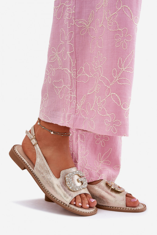 Sandalias de mujer Con decoraciones Detalem S.Barski KV51-081 color dorado Sandalias de mujer Con decoraciones Detalem S.Barski KV51-081 color dorado