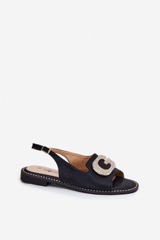 Sandalias de mujer Con decoraciones Detalem S.Barski KV51-081 de color negro Sandalias de mujer Con decoraciones Detalem S.Barski KV51-081 de color negro