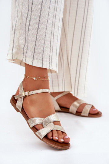 isósceles con brillo Sandalias de mujer S.Barski KV51-022 color dorado