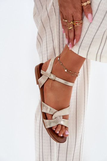 isósceles con brillo Sandalias de mujer S.Barski KV51-022 color dorado 2