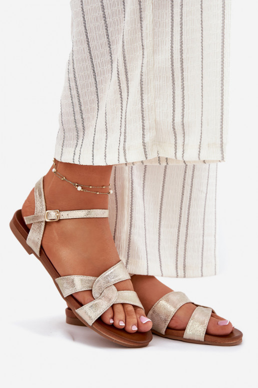 isósceles con brillo Sandalias de mujer S.Barski KV51-022 color dorado