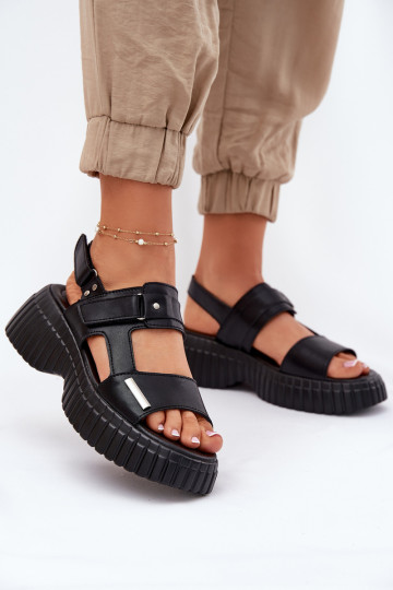 Sandalias de mujer Femenino con una plataforma de color negro Mertella 2