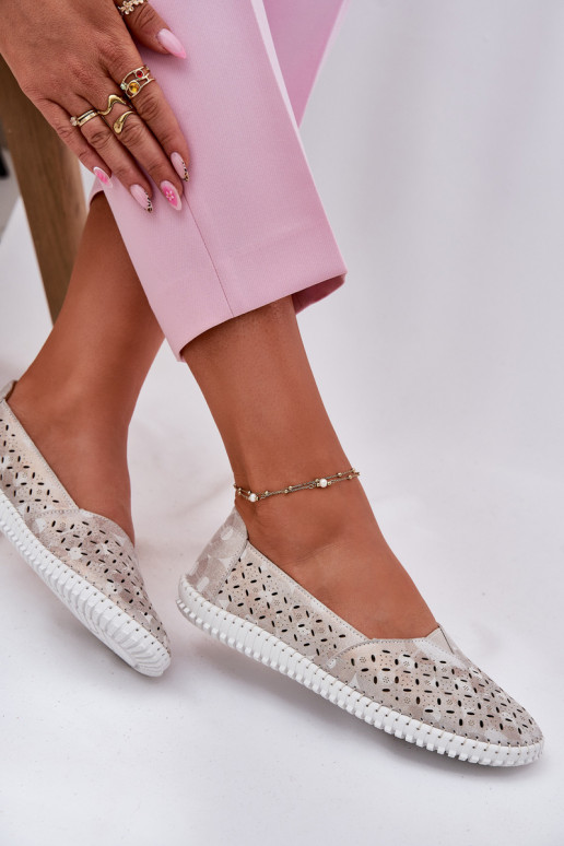 Ante calado zapatos Femenino oro-color gris Chulieta