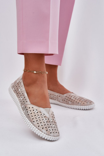 Ante calado zapatos Femenino oro-color gris Chulieta 2