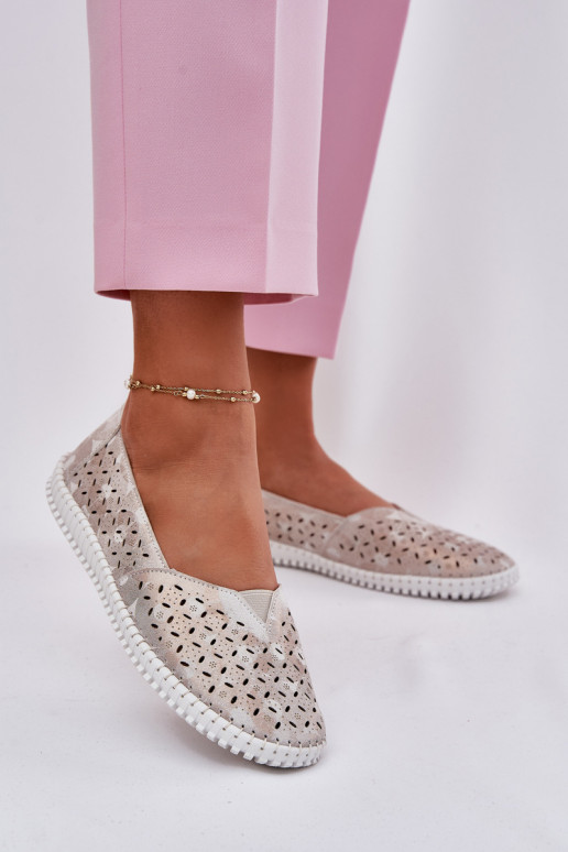 Ante calado zapatos Femenino oro-color gris Chulieta