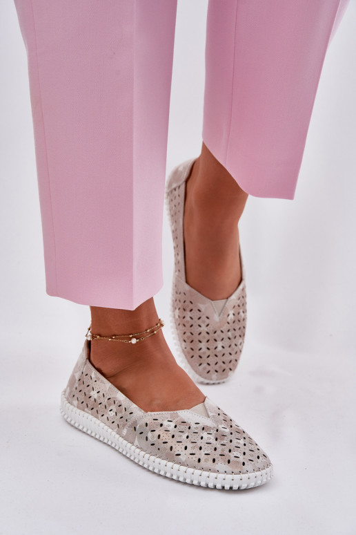 Ante calado zapatos Femenino oro-color gris Chulieta