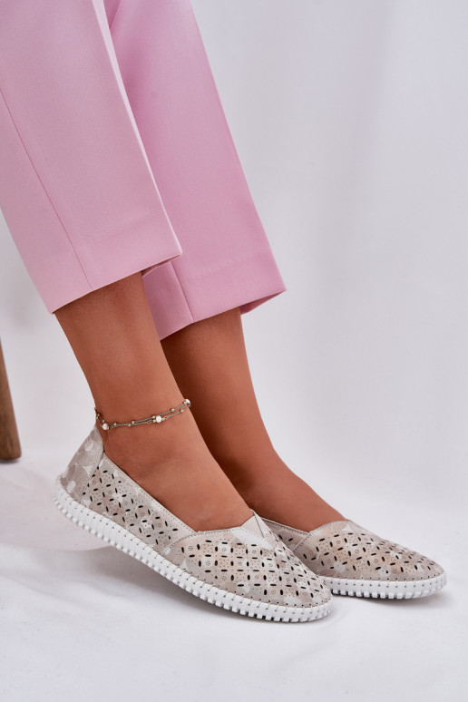 Ante calado zapatos Femenino oro-color gris Chulieta