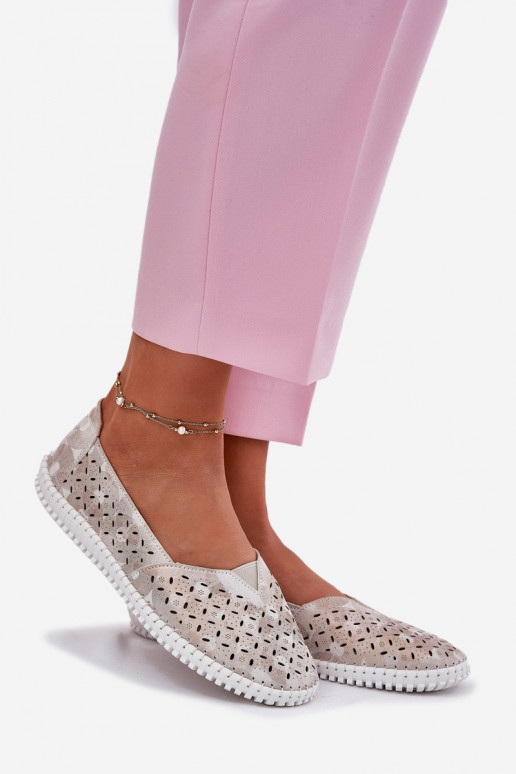 Ante calado zapatos Femenino oro-color gris Chulieta