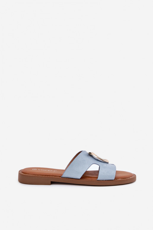 zapatillas de mujer con tacones anchos con adornos Vinceza 17381 color azul zapatillas de mujer con tacones anchos con adornos Vinceza 17381 color azul