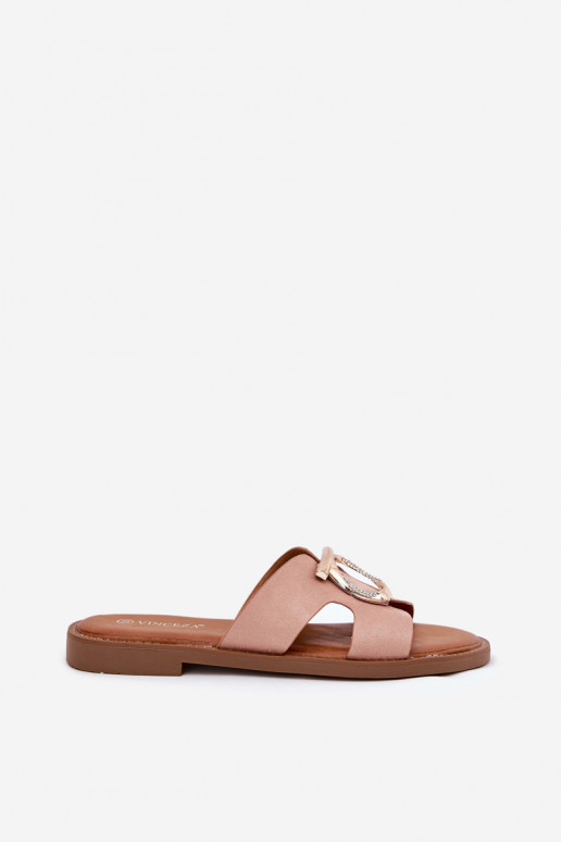 zapatillas de mujer con tacones anchos con adornos Vinceza 17381 beige zapatillas de mujer con tacones anchos con adornos Vinceza 17381 beige