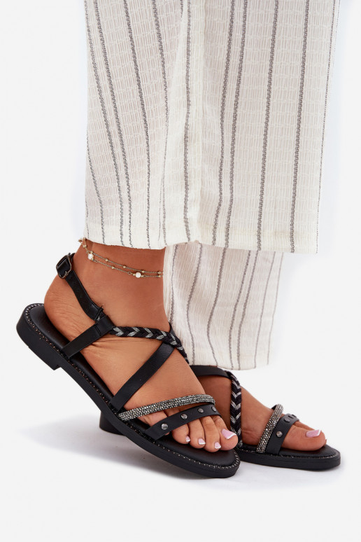 Sandalias planas con correas Vinceza 17379 de color negro Sandalias planas con correas Vinceza 17379 de color negro