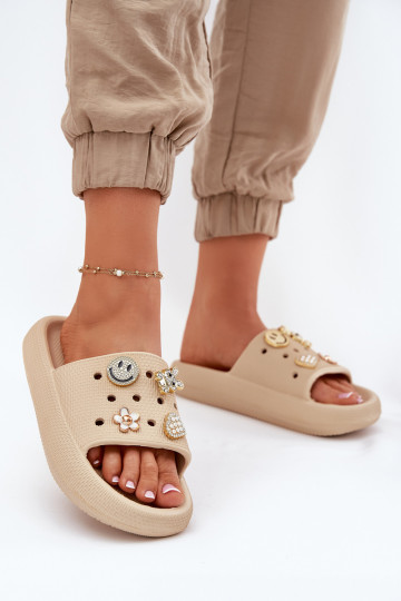 zapatillas de mujer Zapatillas ligeras Z Przypinkami Vinceza 76055 beige