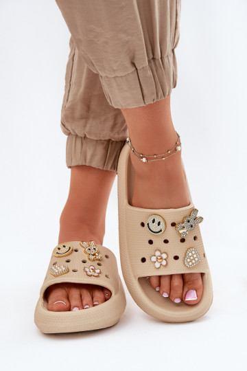 zapatillas de mujer Zapatillas ligeras Z Przypinkami Vinceza 76055 beige 2