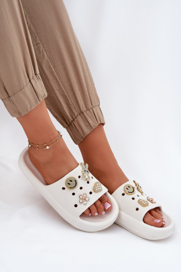 zapatillas de mujer Zapatillas ligeras Z Przypinkami Vinceza 76055 el color blanco