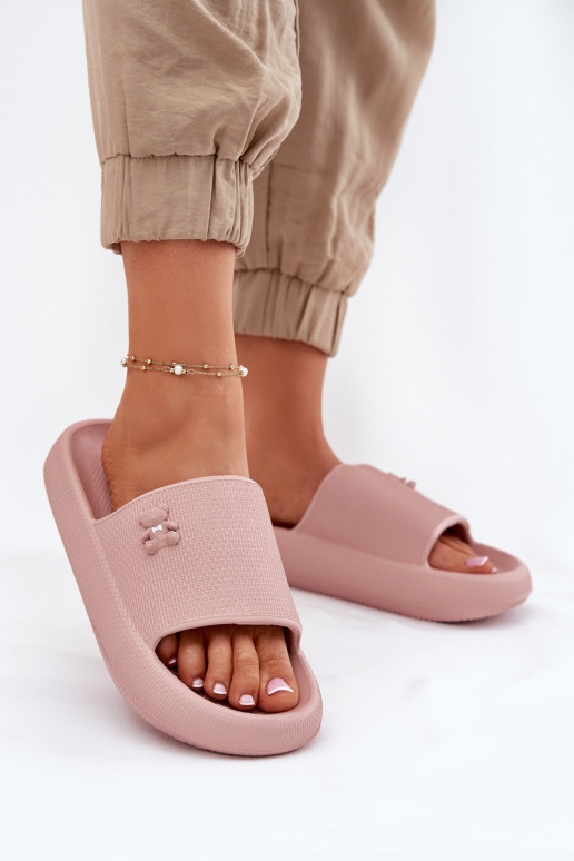 Zapatillas ligeras zapatillas de mujer con una plataforma con oso Vinceza 75210 color rosa