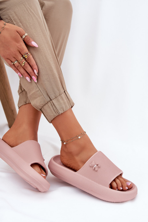 Zapatillas ligeras zapatillas de mujer con una plataforma con oso Vinceza 75210 color rosa