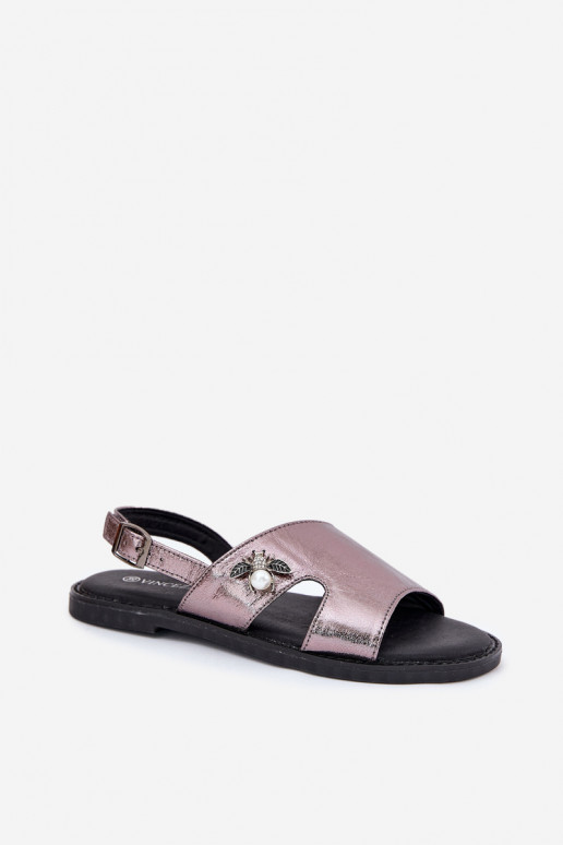 Sandalias planas para mujer. Con decoraciones Detalem Vinceza 17378 color plata