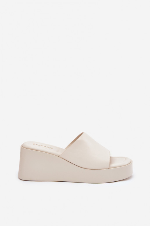 zapatillas de mujer en una cuña Eko Piel color marfil Obenae zapatillas de mujer en una cuña Eko Piel color marfil Obenae