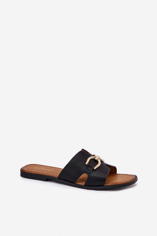 Zapatillas apartamento de mujeres Con decoraciones Detalem de color negro Amiresna