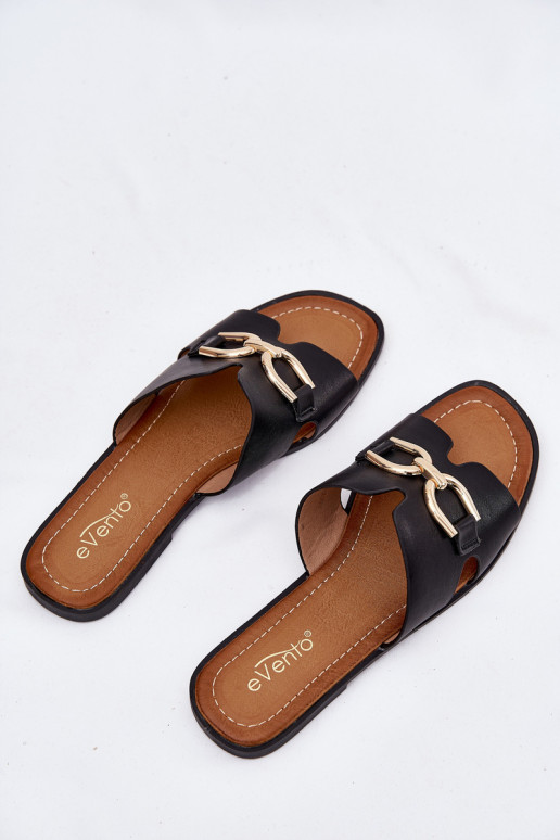 Zapatillas apartamento de mujeres Con decoraciones Detalem de color negro Amiresna