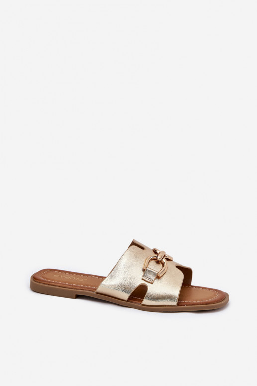 Zapatillas apartamento de mujeres Con decoraciones Detalem color dorado Amiresna