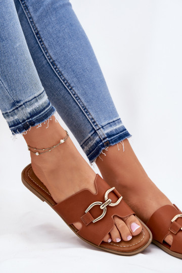 Zapatillas apartamento de mujeres Con decoraciones Detalem color marrón Amiresna