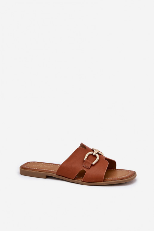 Zapatillas apartamento de mujeres Con decoraciones Detalem color marrón Amiresna