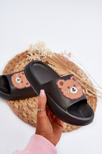 Infantil Zapatillas ligeras con oso de color negro Lindeheta 2
