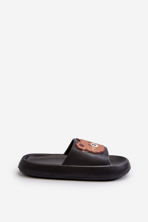 Infantil Zapatillas ligeras con oso de color negro Lindeheta