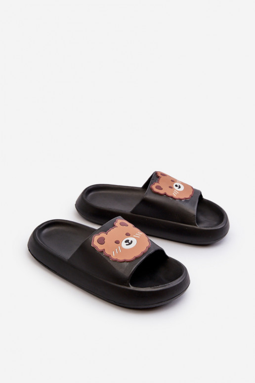 Infantil Zapatillas ligeras con oso de color negro Lindeheta