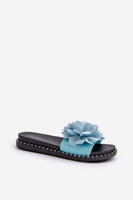 zapatillas de mujer Ozdobione con motivos floralesami color azul Cellanen