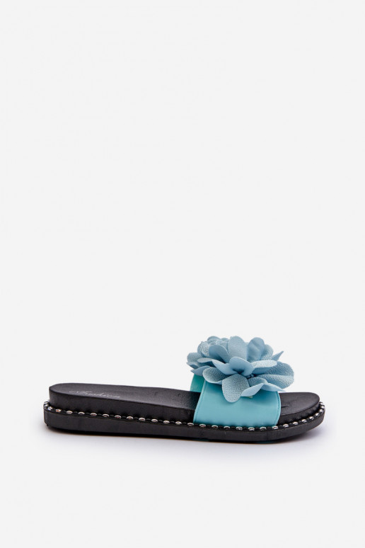 zapatillas de mujer Ozdobione con motivos floralesami color azul Cellanen