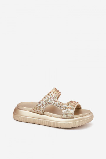 Decorado zapatillas de mujer con una plataforma color dorado Jestella 2