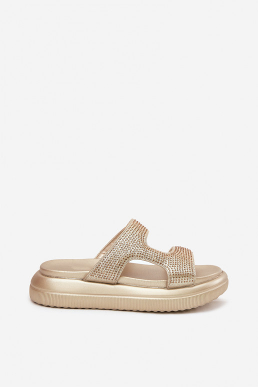 Decorado zapatillas de mujer con una plataforma color dorado Jestella