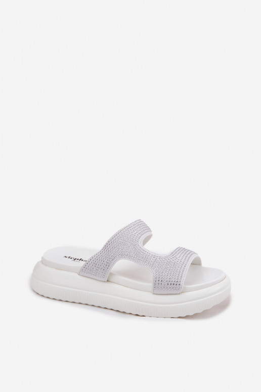 Decorado zapatillas de mujer con una plataforma el color blanco Jestella Decorado zapatillas de mujer con una plataforma el color blanco Jestella