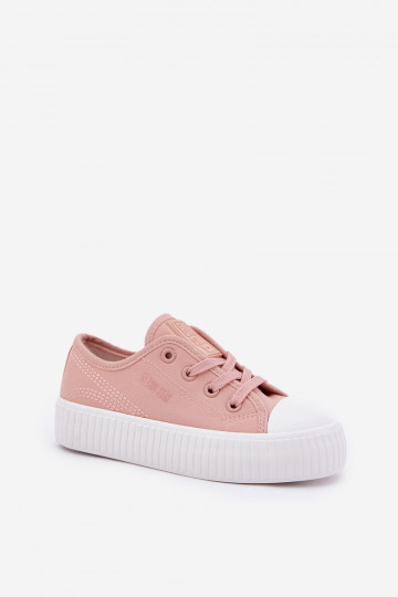 Zapatillas casuales infantiles rosas con cordones, Big Star RR374011