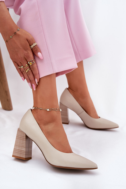 Piel Zapatos con tacones beige Gregosa