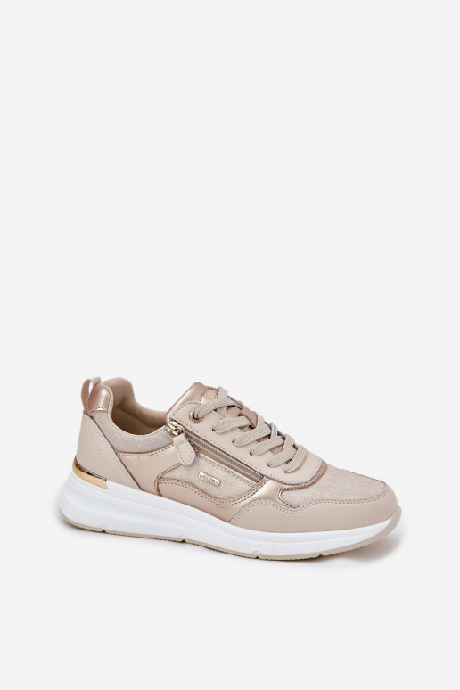 Piel zapatillas Zapatillas modelo zapatos. Femenino con cremalleras beige Lilimia