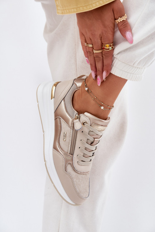 Piel zapatillas Zapatillas modelo zapatos. Femenino con cremalleras beige Lilimia