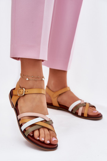 Sandalias de mujer Z Przeplatającymi Się Paskami Sergio Leone SK090H color amarillo