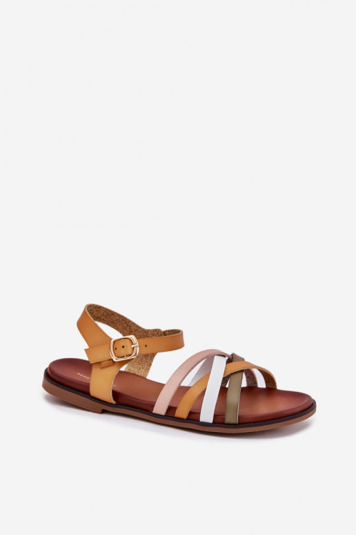 Sandalias de mujer Z Przeplatającymi Się Paskami Sergio Leone SK090H color amarillo