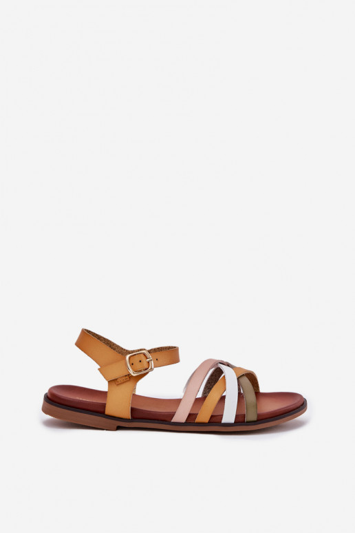 Sandalias de mujer Z Przeplatającymi Się Paskami Sergio Leone SK090H color amarillo