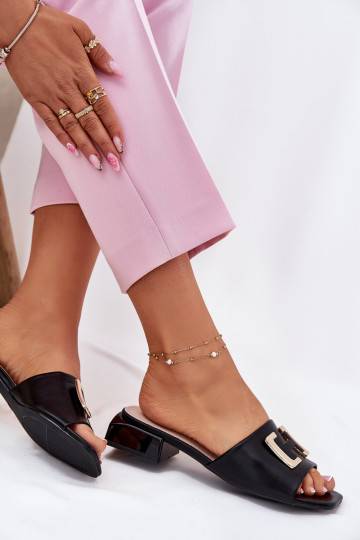 Estilo elegante zapatillas de mujer reloj Ze color doradom Detalem Vinceza 62229 de color negro