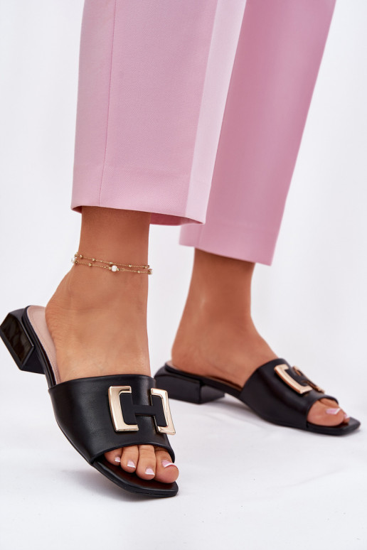 Estilo elegante zapatillas de mujer reloj Ze color doradom Detalem Vinceza 62229 de color negro Estilo elegante zapatillas de mujer reloj Ze color doradom Detalem Vinceza 62229 de color negro