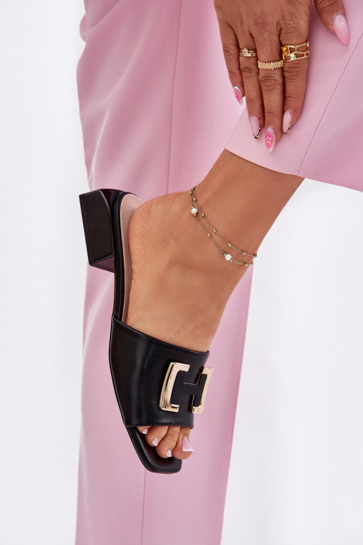 Estilo elegante zapatillas de mujer reloj Ze color doradom Detalem Vinceza 62229 de color negro Estilo elegante zapatillas de mujer reloj Ze color doradom Detalem Vinceza 62229 de color negro