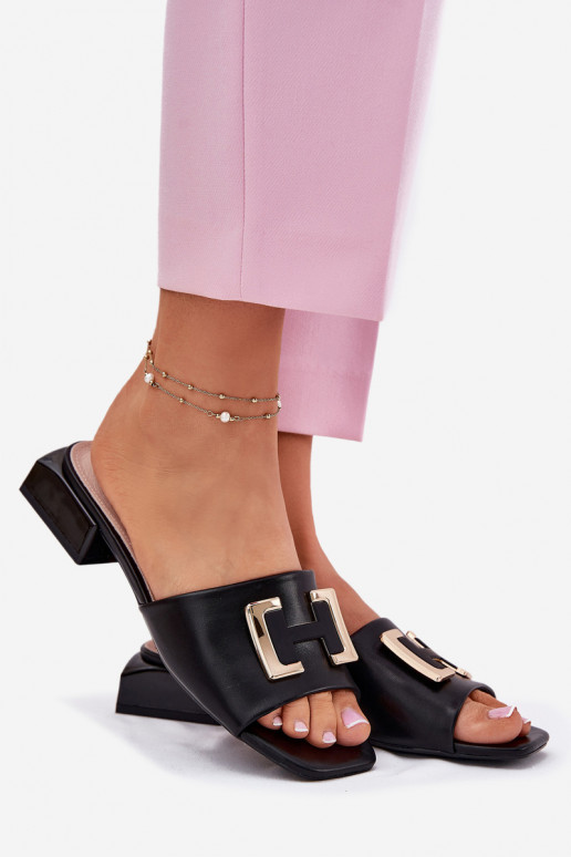 Estilo elegante zapatillas de mujer reloj Ze color doradom Detalem Vinceza 62229 de color negro Estilo elegante zapatillas de mujer reloj Ze color doradom Detalem Vinceza 62229 de color negro