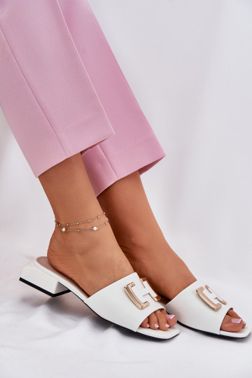 Estilo elegante zapatillas de mujer reloj Ze color doradom Detalem Vinceza 62229 el color blanco