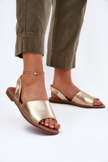 Sandalias de mujer con tacones anchos Eko Piel color dorado Dereka 2
